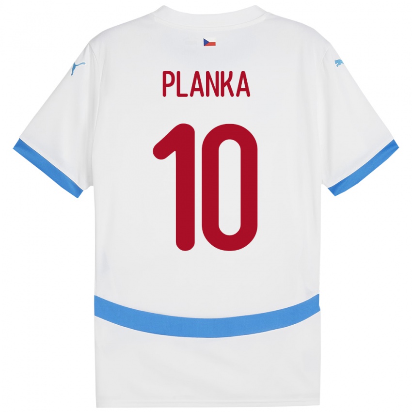 Mænd Tjekkiet David Planka #10 Hvid Udebane Spillertrøjer 24-26 Trøje T-Shirt