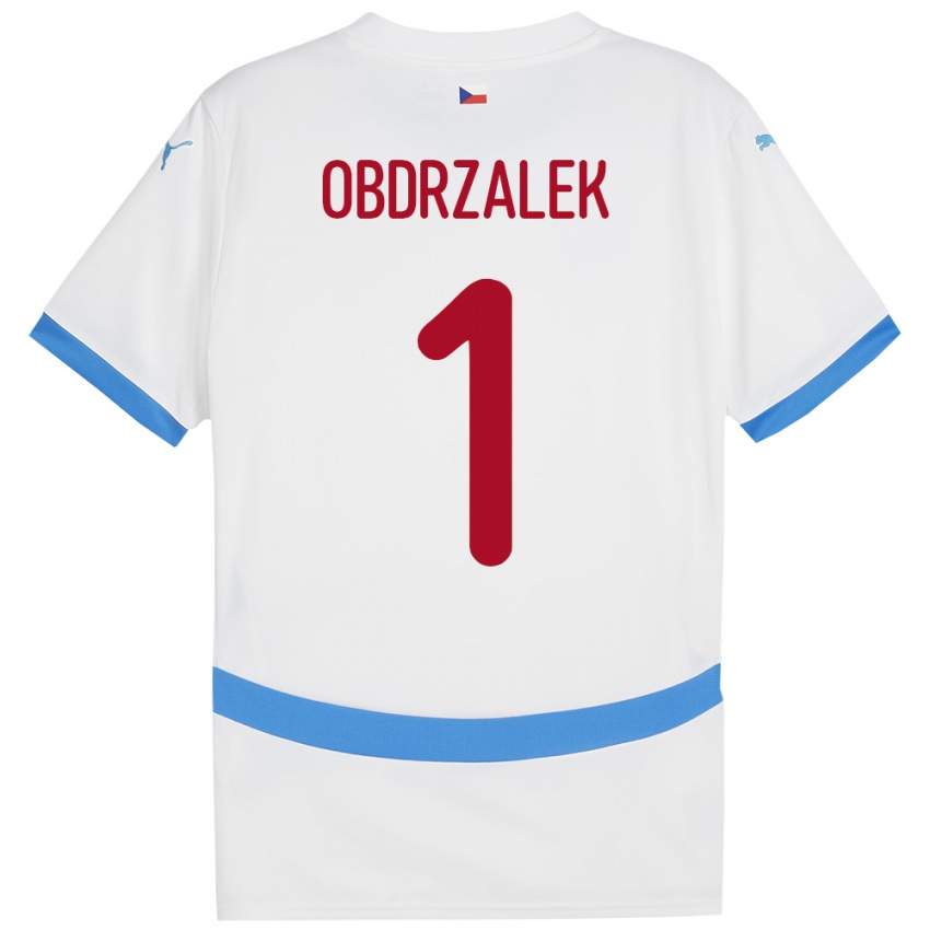 Mænd Tjekkiet Marek Obdrzalek #1 Hvid Udebane Spillertrøjer 24-26 Trøje T-Shirt