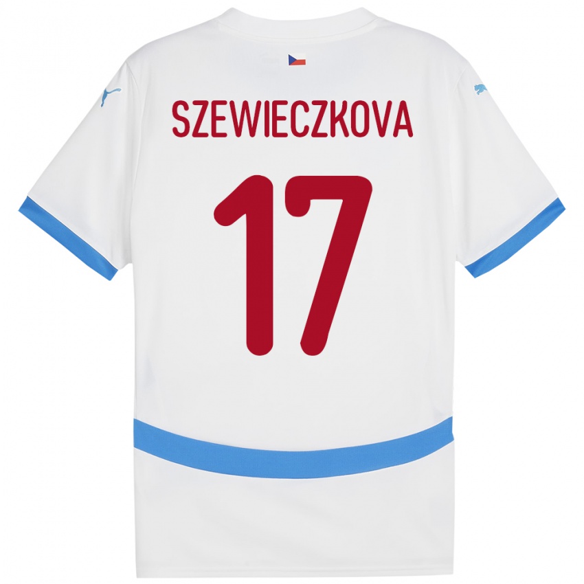 Mænd Tjekkiet Tereza Szewieczková #17 Hvid Udebane Spillertrøjer 24-26 Trøje T-Shirt