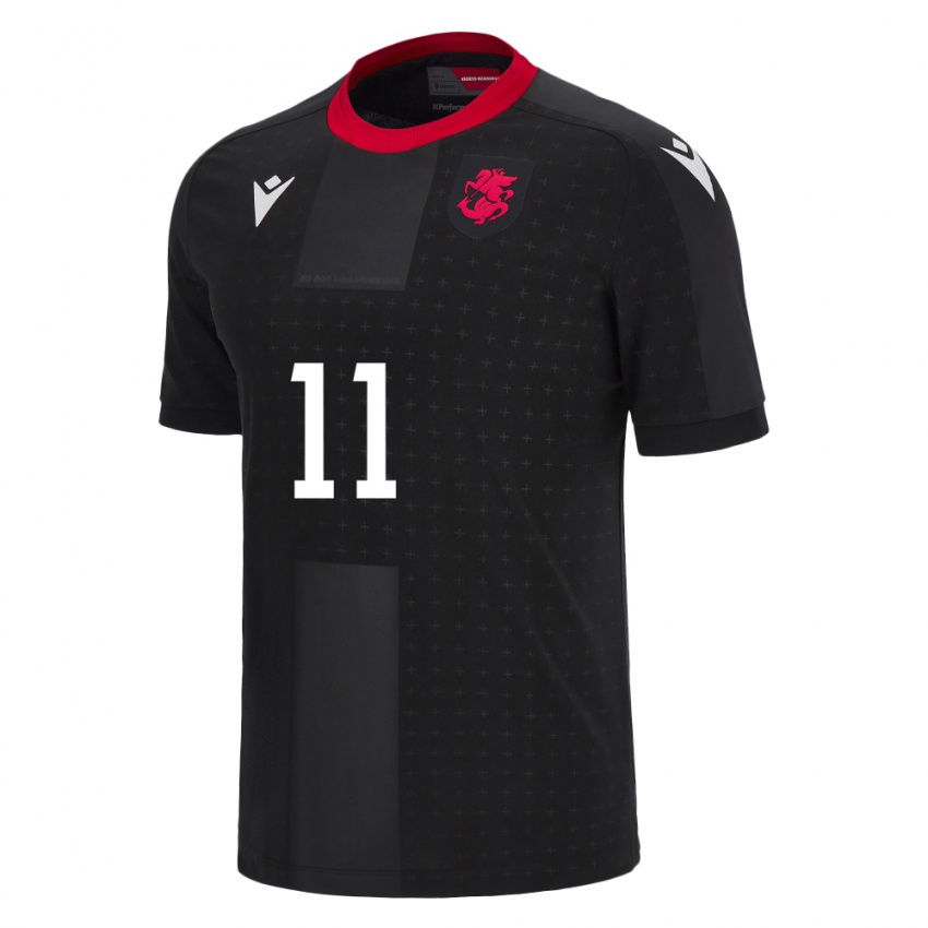 Mænd Georgia Nikoloz Ninidze #11 Sort Udebane Spillertrøjer 24-26 Trøje T-Shirt