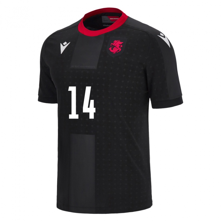 Mænd Georgia Alexandre Kutateladze #14 Sort Udebane Spillertrøjer 24-26 Trøje T-Shirt