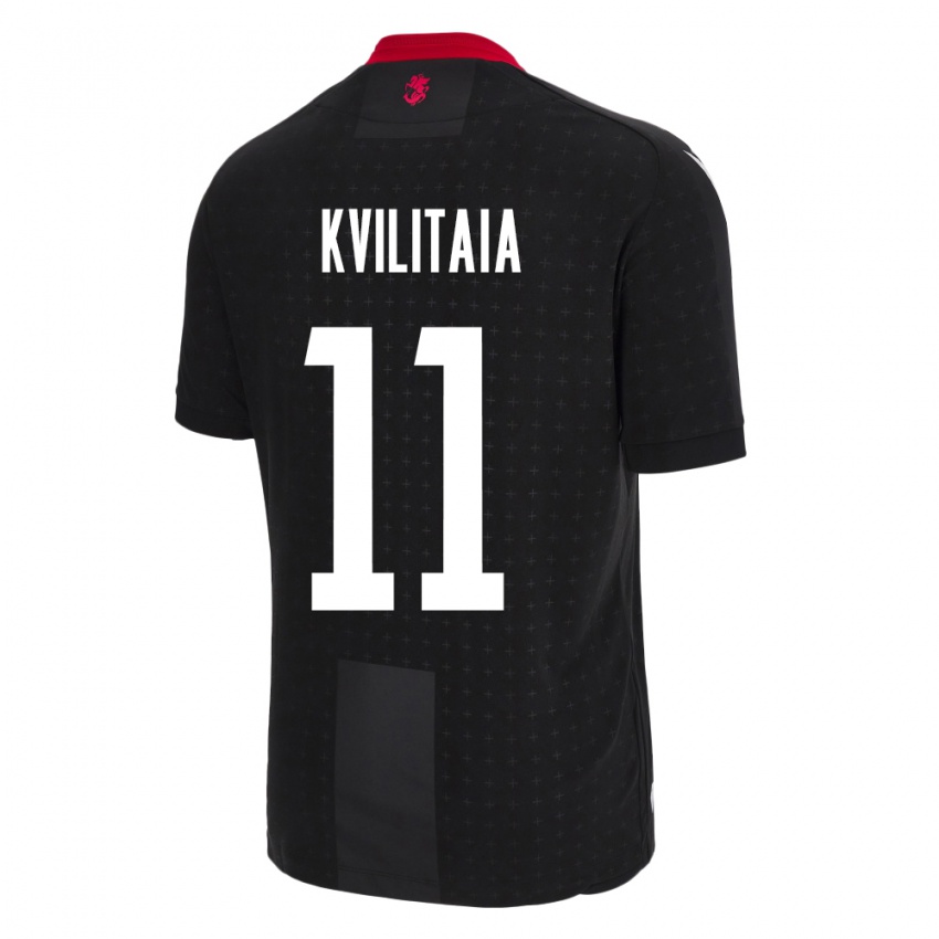 Mænd Georgia Giorgi Kvilitaia #11 Sort Udebane Spillertrøjer 24-26 Trøje T-Shirt