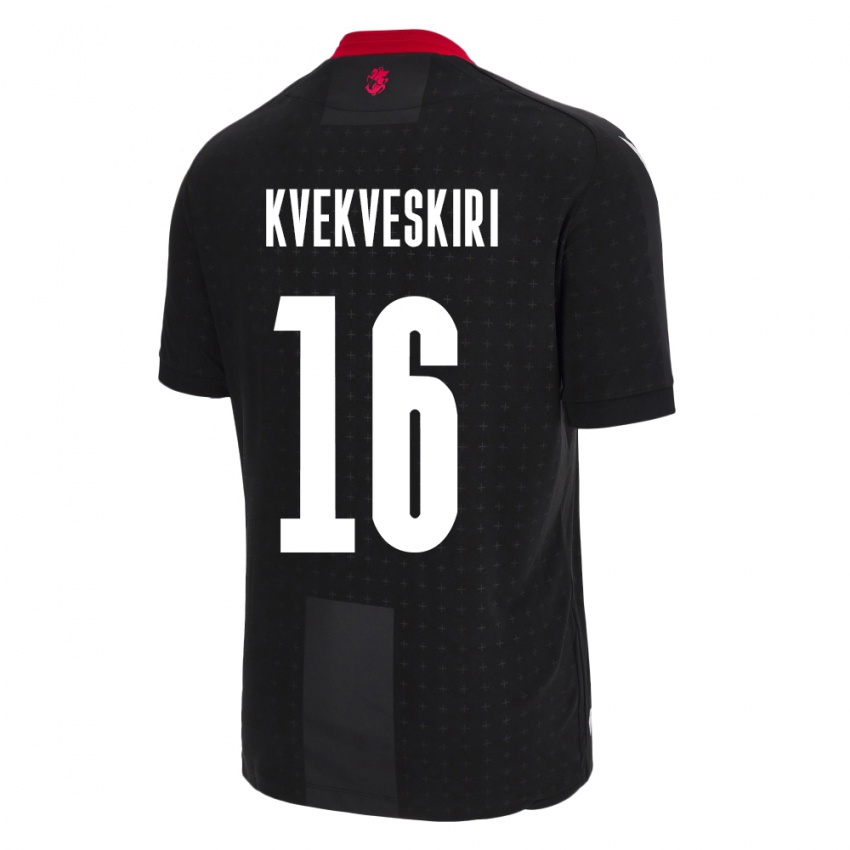 Mænd Georgia Nika Kvekveskiri #16 Sort Udebane Spillertrøjer 24-26 Trøje T-Shirt