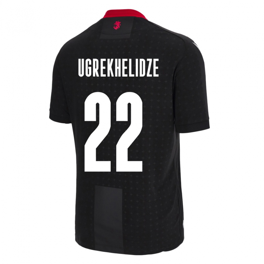 Mænd Georgia Nikoloz Ugrekhelidze #22 Sort Udebane Spillertrøjer 24-26 Trøje T-Shirt