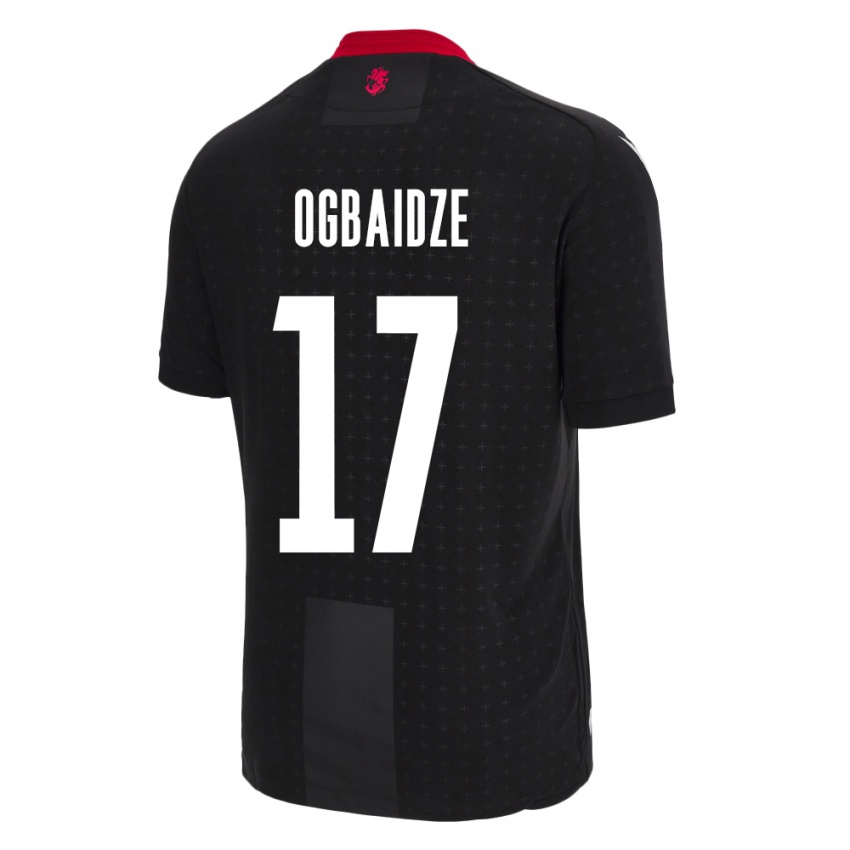 Mænd Georgia Shalva Ogbaidze #17 Sort Udebane Spillertrøjer 24-26 Trøje T-Shirt