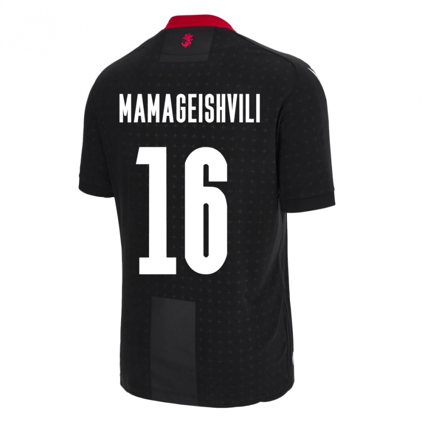 Mænd Georgia Gizo Mamageishvili #16 Sort Udebane Spillertrøjer 24-26 Trøje T-Shirt