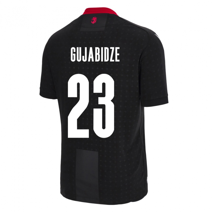 Mænd Georgia Nino Gujabidze #23 Sort Udebane Spillertrøjer 24-26 Trøje T-Shirt