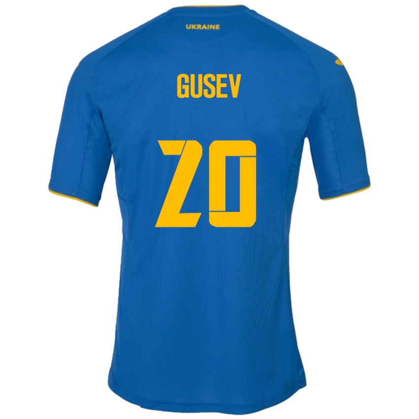 Mænd Ukraine Oleksiy Gusev #20 Blå Udebane Spillertrøjer 24-26 Trøje T-Shirt