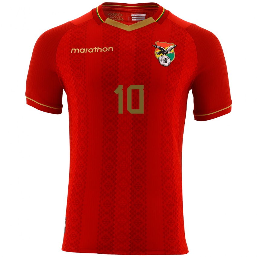 Mænd Bolivia Leonardo Viviani #10 Rød Udebane Spillertrøjer 24-26 Trøje T-Shirt