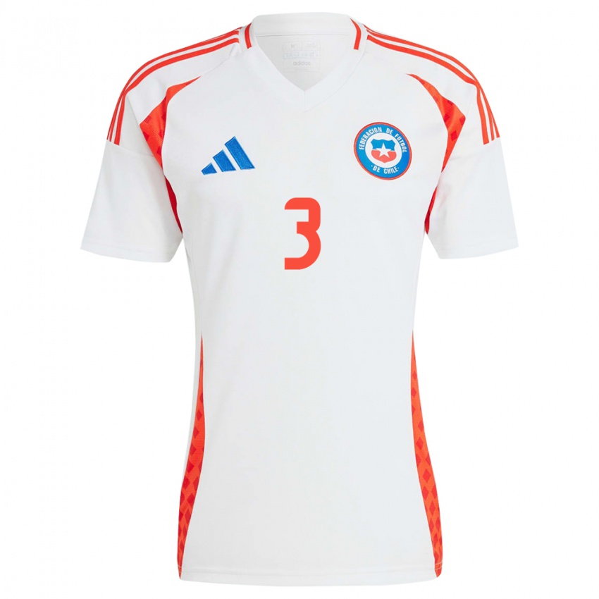 Mænd Chile Iván Román #3 Hvid Udebane Spillertrøjer 24-26 Trøje T-Shirt