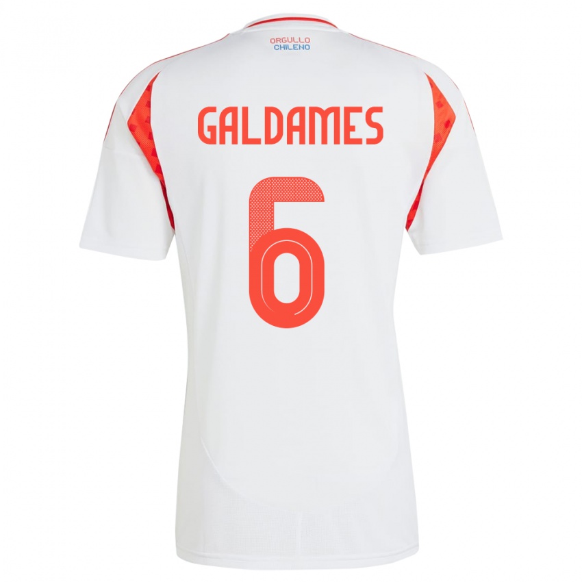 Mænd Chile Thomas Galdames #6 Hvid Udebane Spillertrøjer 24-26 Trøje T-Shirt