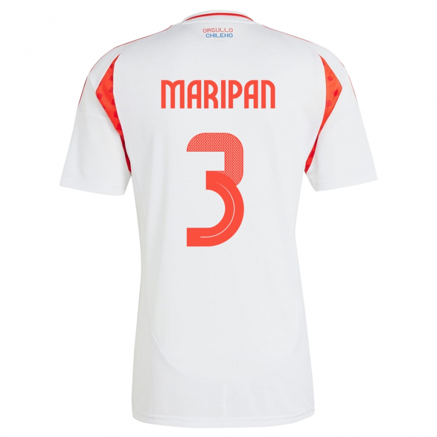 Mænd Chile Guillermo Maripán #3 Hvid Udebane Spillertrøjer 24-26 Trøje T-Shirt