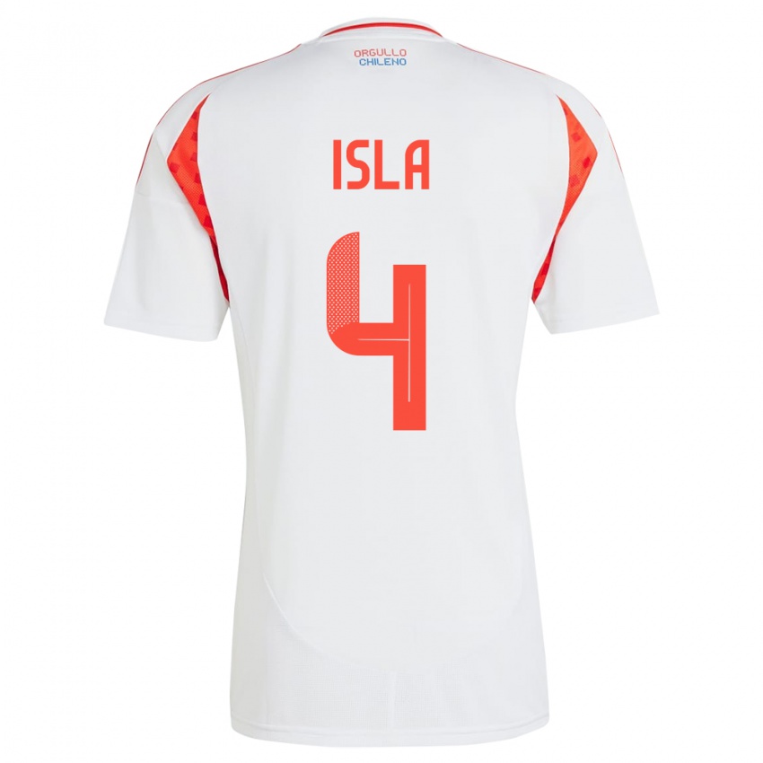 Mænd Chile Mauricio Isla #4 Hvid Udebane Spillertrøjer 24-26 Trøje T-Shirt