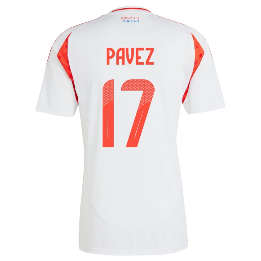 Mænd Chile Esteban Pavez #17 Hvid Udebane Spillertrøjer 24-26 Trøje T-Shirt