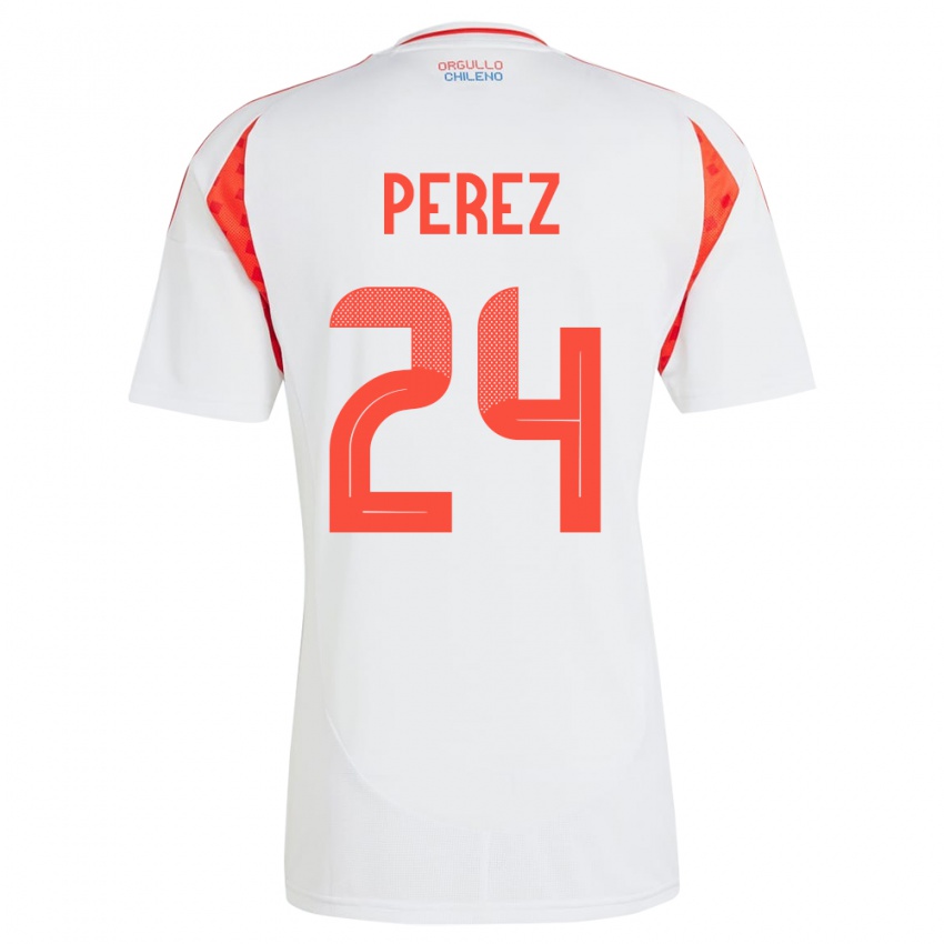 Mænd Chile César Pérez #24 Hvid Udebane Spillertrøjer 24-26 Trøje T-Shirt