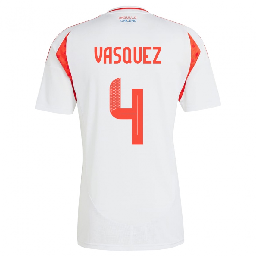 Mænd Chile Matías Vásquez #4 Hvid Udebane Spillertrøjer 24-26 Trøje T-Shirt