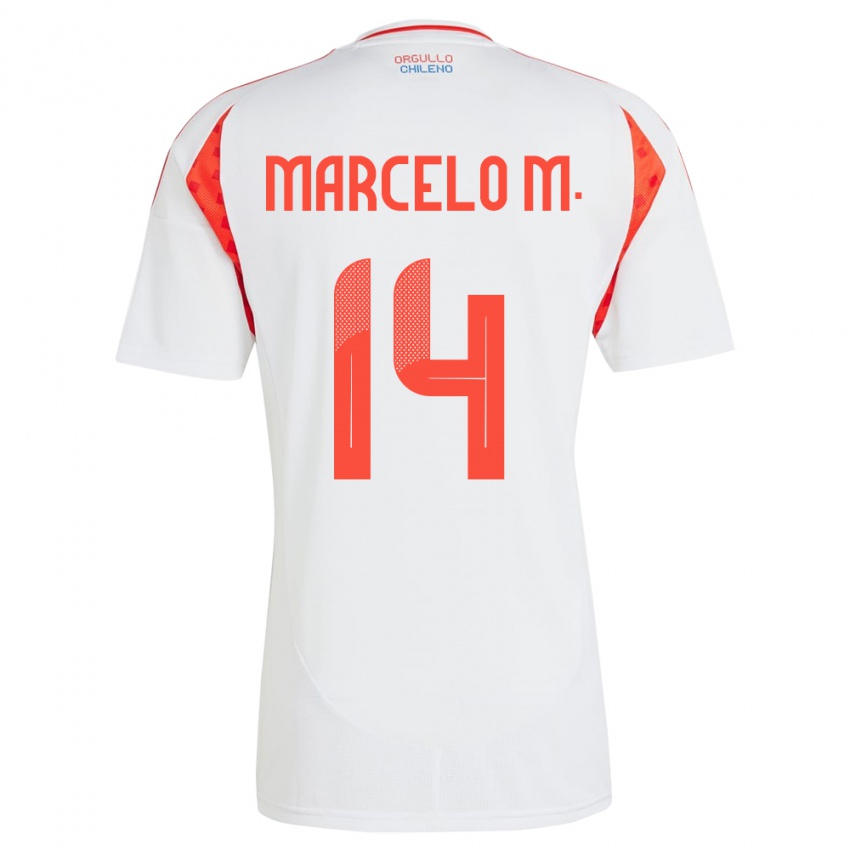 Mænd Chile Marcelo Morales #14 Hvid Udebane Spillertrøjer 24-26 Trøje T-Shirt