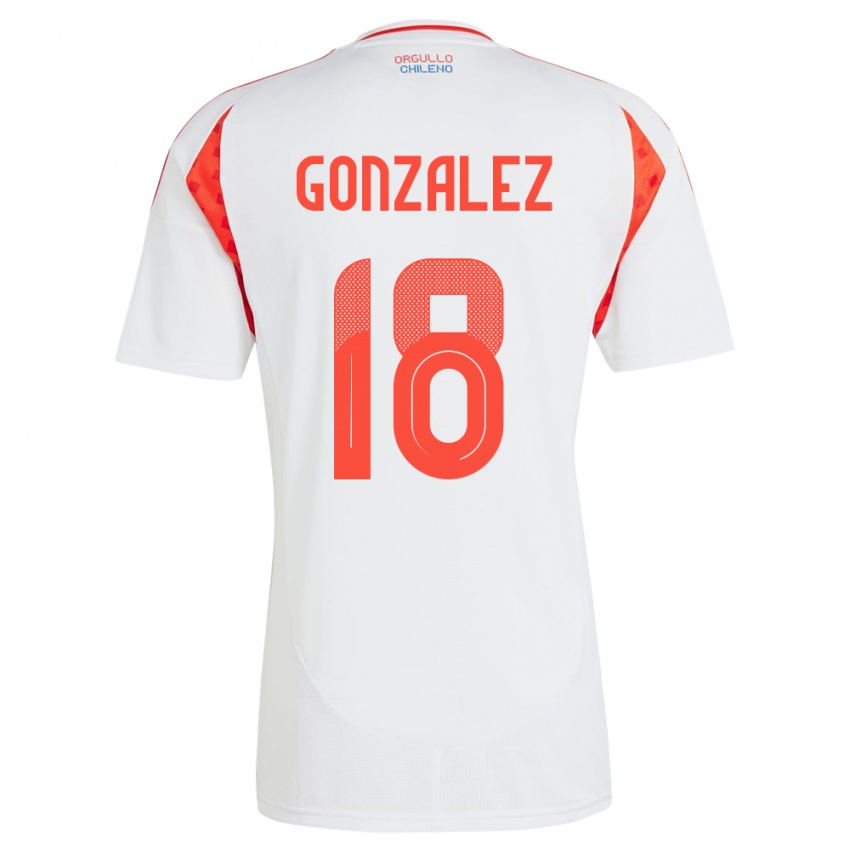 Mænd Chile Bryan González #18 Hvid Udebane Spillertrøjer 24-26 Trøje T-Shirt