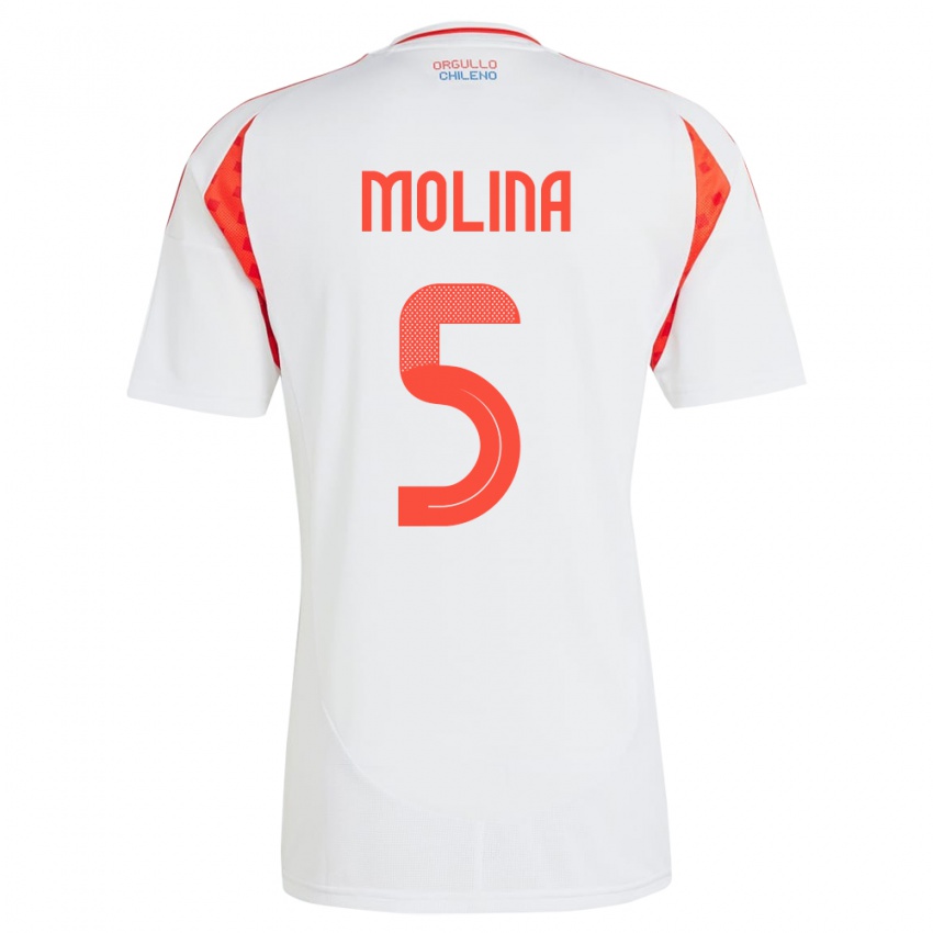 Mænd Chile Benjamín Molina #5 Hvid Udebane Spillertrøjer 24-26 Trøje T-Shirt