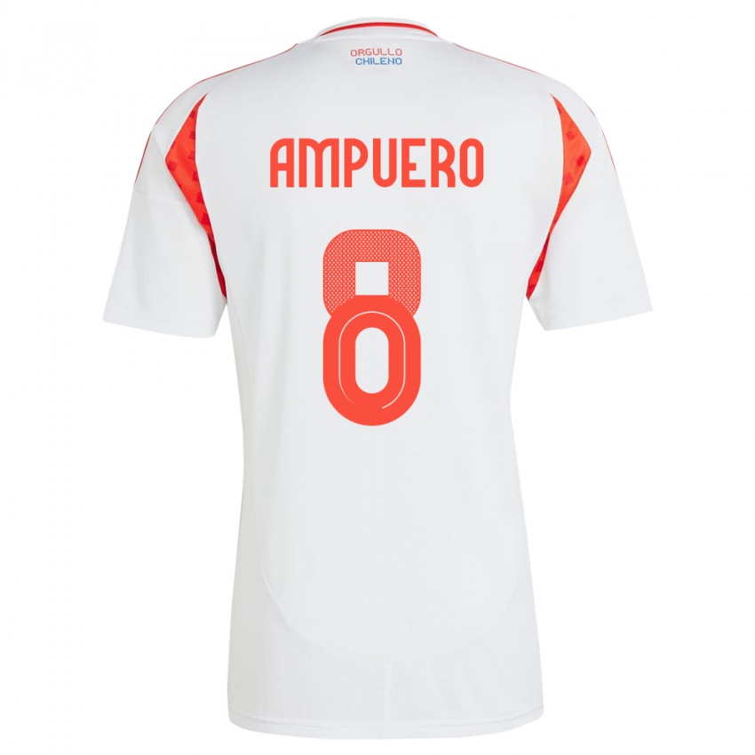 Mænd Chile Benjamín Ampuero #8 Hvid Udebane Spillertrøjer 24-26 Trøje T-Shirt