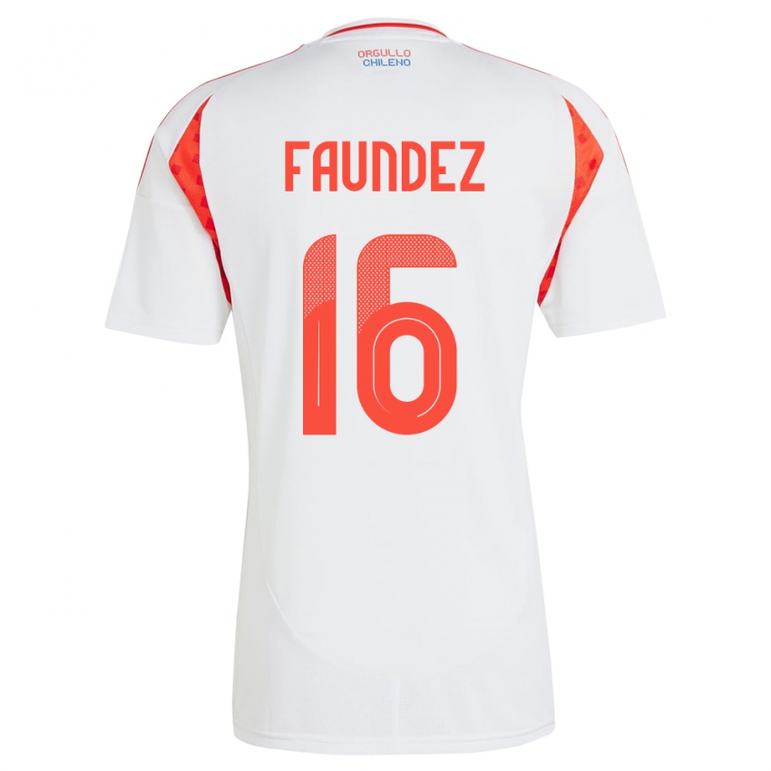 Mænd Chile Felipe Faúndez #16 Hvid Udebane Spillertrøjer 24-26 Trøje T-Shirt