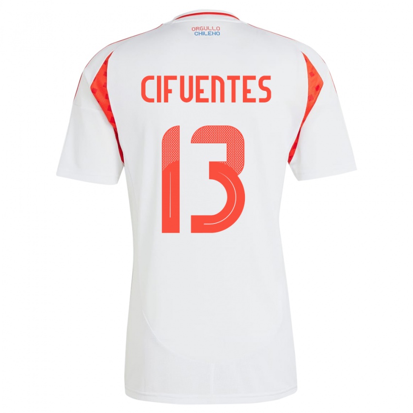 Mænd Chile Anaís Cifuentes #13 Hvid Udebane Spillertrøjer 24-26 Trøje T-Shirt