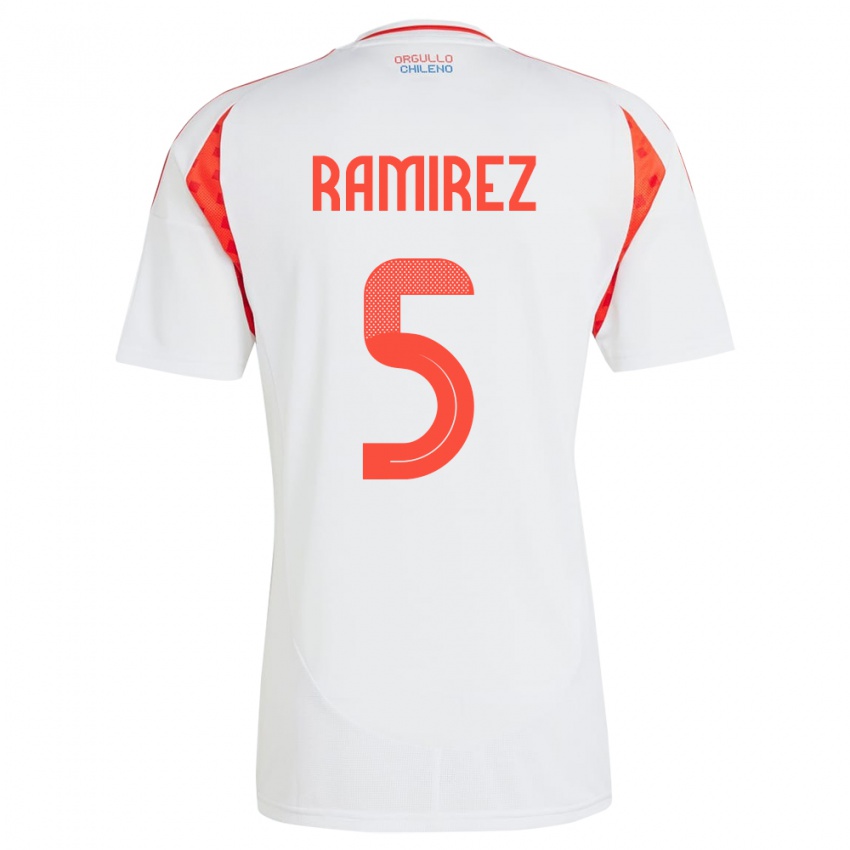 Mænd Chile Fernanda Ramírez #5 Hvid Udebane Spillertrøjer 24-26 Trøje T-Shirt