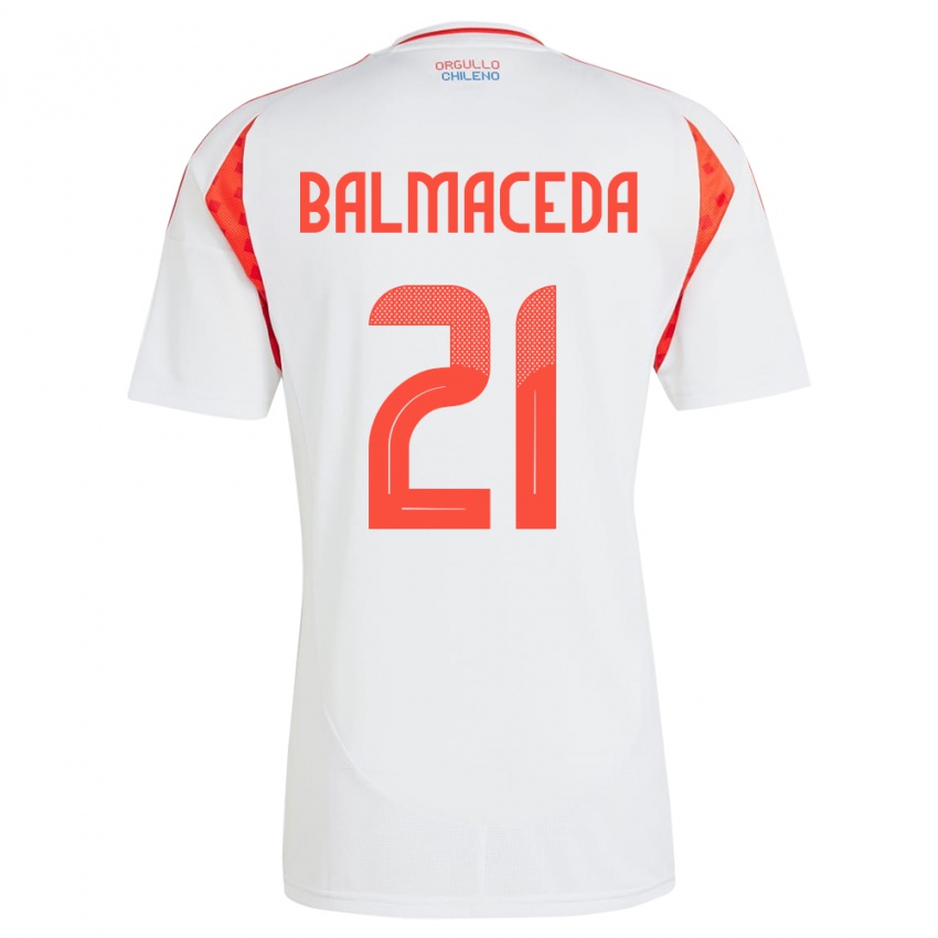 Mænd Chile Rosario Balmaceda #21 Hvid Udebane Spillertrøjer 24-26 Trøje T-Shirt