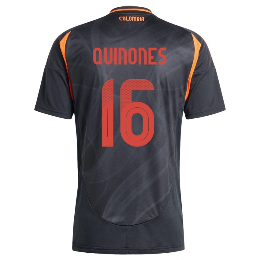 Mænd Colombia Nelson Quiñónes #16 Sort Udebane Spillertrøjer 24-26 Trøje T-Shirt