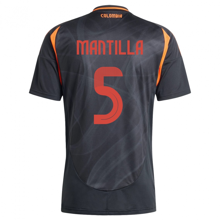 Mænd Colombia Kevin Mantilla #5 Sort Udebane Spillertrøjer 24-26 Trøje T-Shirt