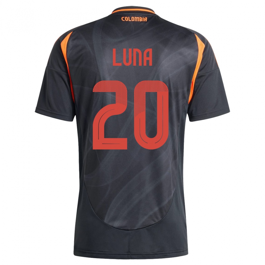 Mænd Colombia Daniel Luna #20 Sort Udebane Spillertrøjer 24-26 Trøje T-Shirt