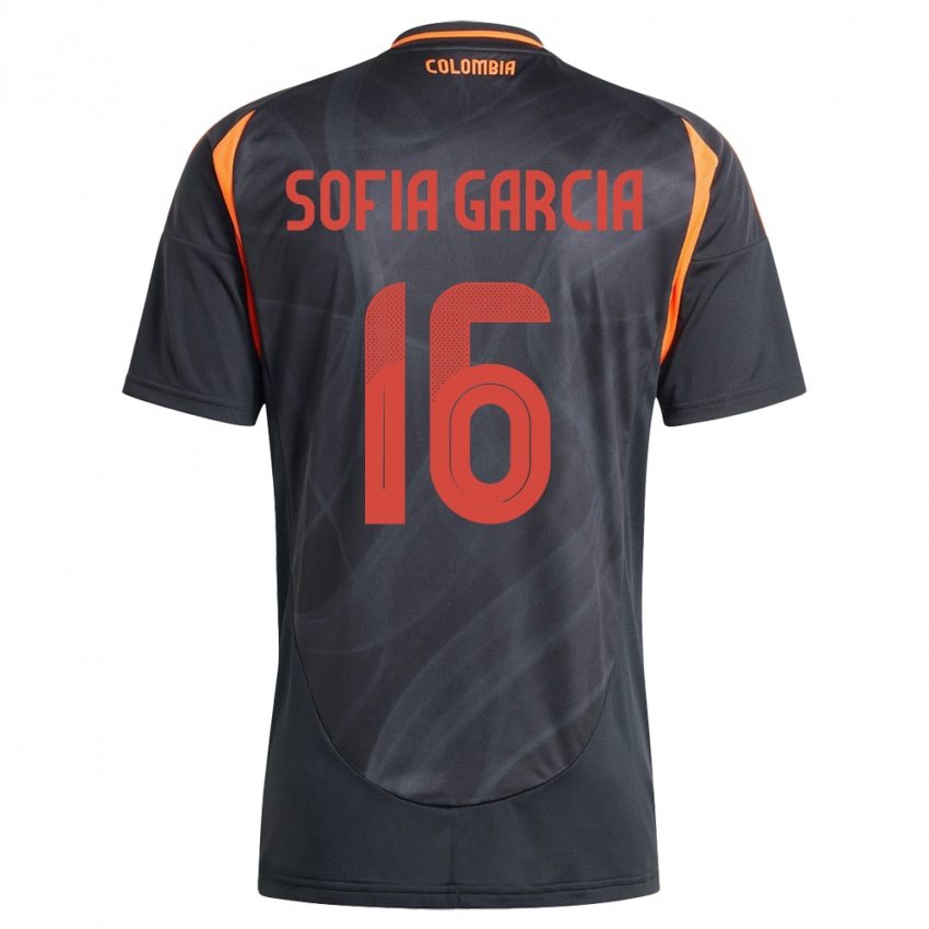 Mænd Colombia Sofía García #16 Sort Udebane Spillertrøjer 24-26 Trøje T-Shirt