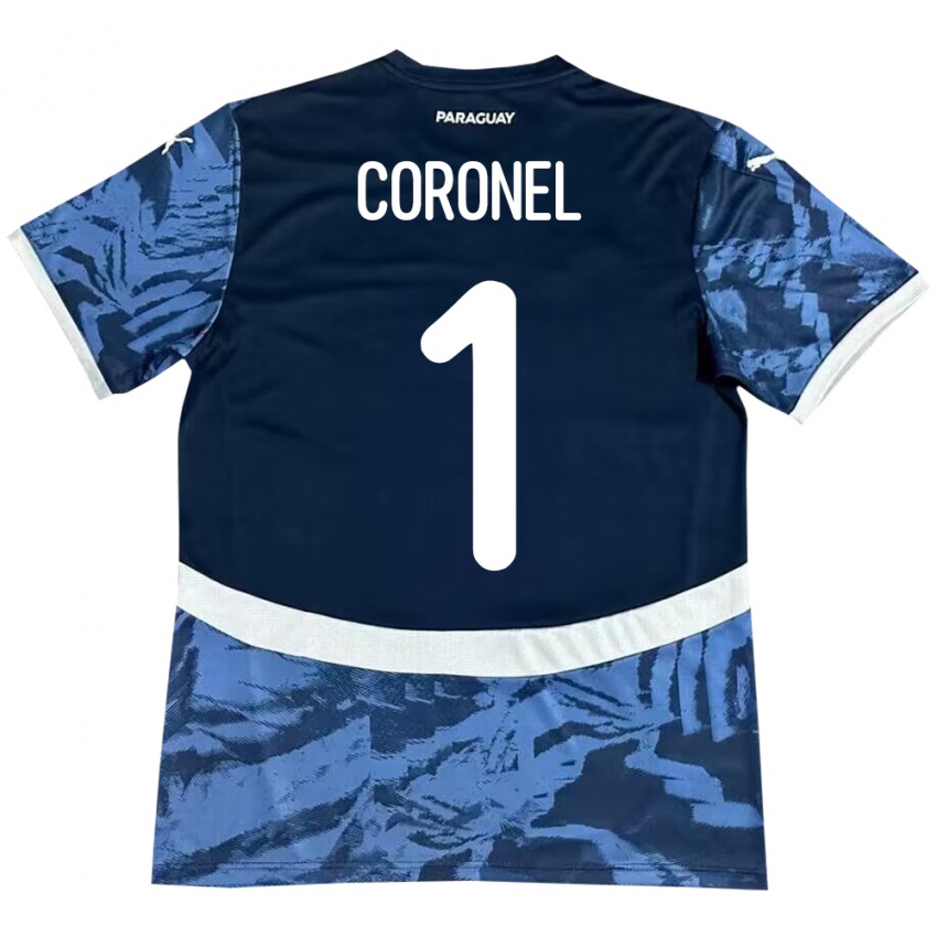 Mænd Paraguay Carlos Coronel #1 Blå Udebane Spillertrøjer 24-26 Trøje T-Shirt