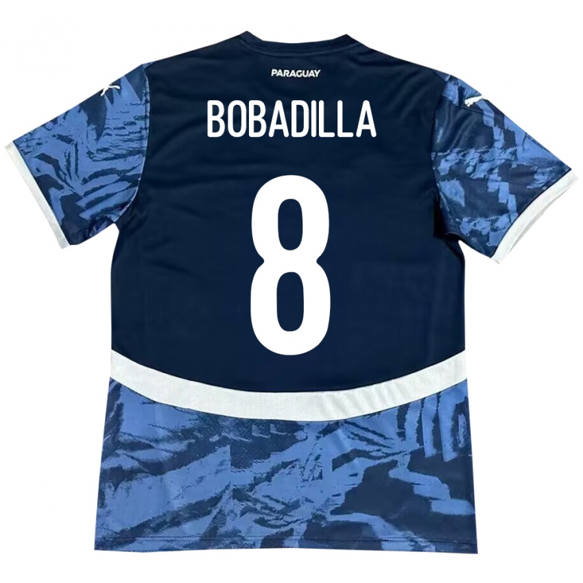 Mænd Paraguay Damián Bobadilla #8 Blå Udebane Spillertrøjer 24-26 Trøje T-Shirt
