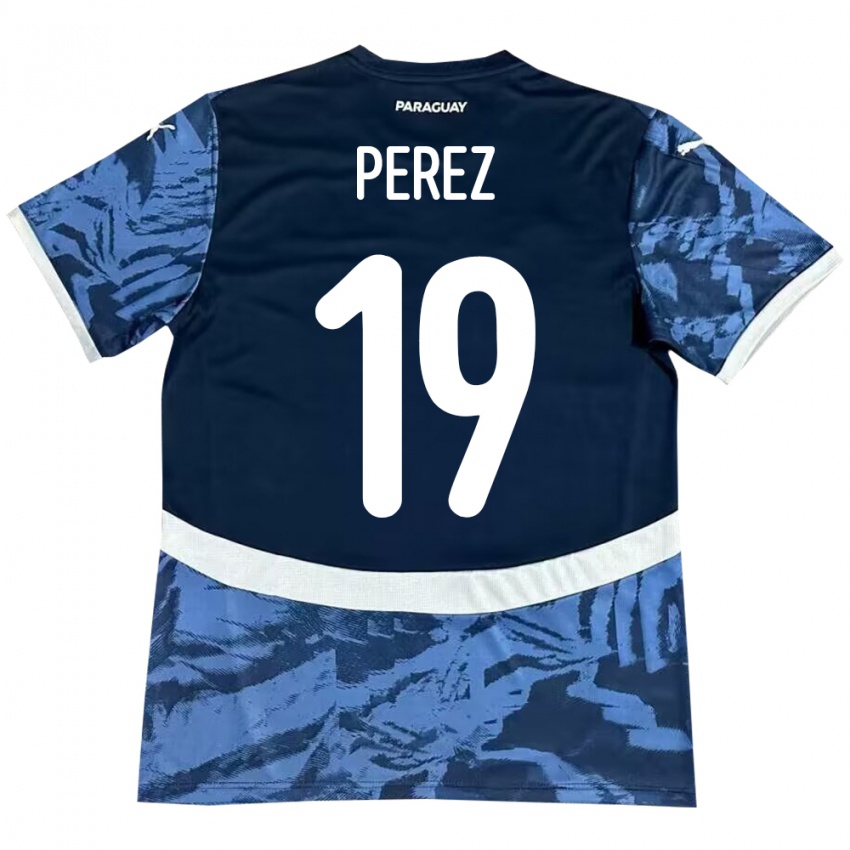 Mænd Paraguay Marcelo Pérez #19 Blå Udebane Spillertrøjer 24-26 Trøje T-Shirt