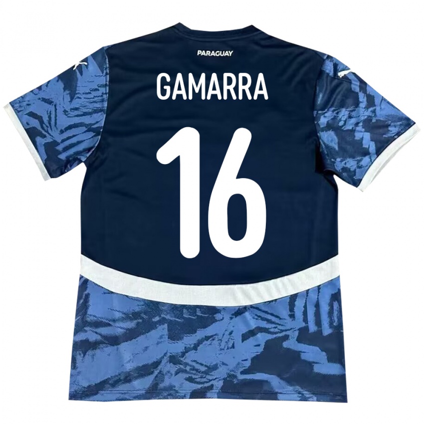 Mænd Paraguay Ariel Gamarra #16 Blå Udebane Spillertrøjer 24-26 Trøje T-Shirt