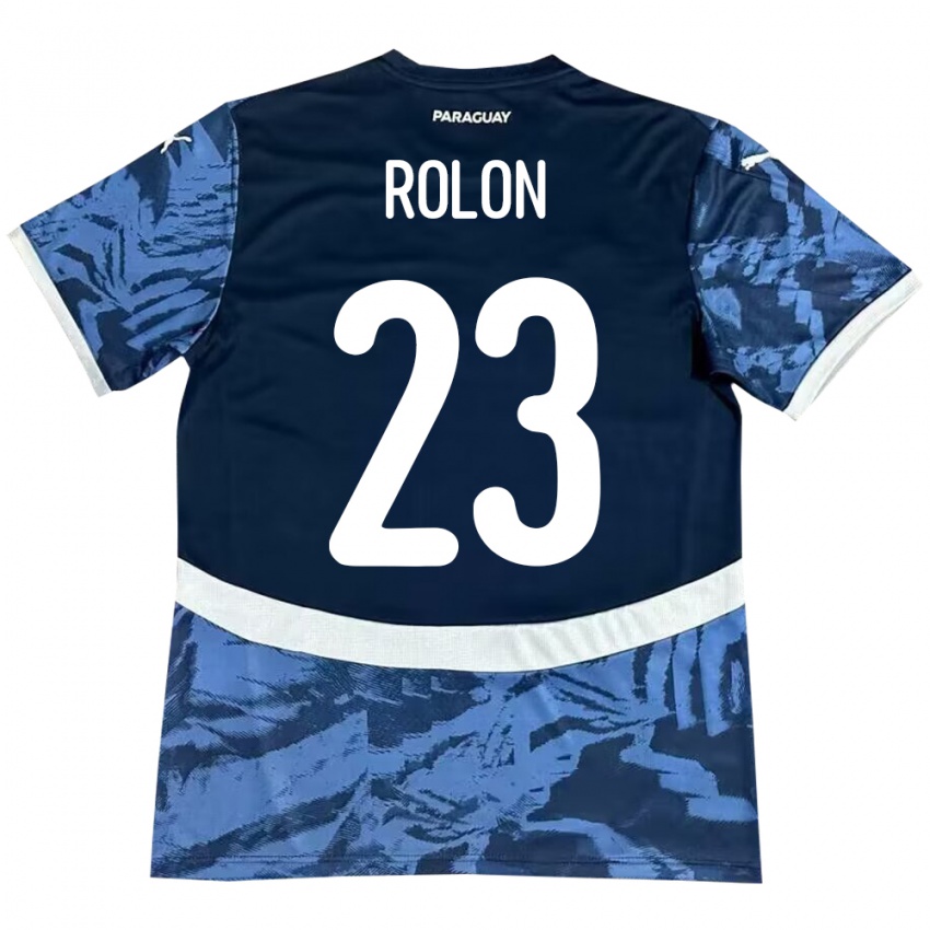 Mænd Paraguay Luis Rolón #23 Blå Udebane Spillertrøjer 24-26 Trøje T-Shirt