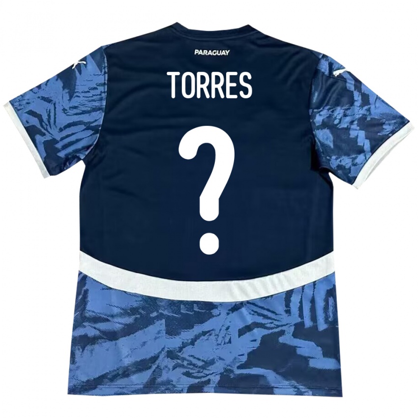 Mænd Paraguay Diego Torres #0 Blå Udebane Spillertrøjer 24-26 Trøje T-Shirt