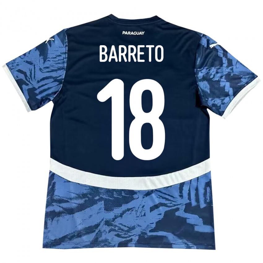 Mænd Paraguay Liz Barreto #18 Blå Udebane Spillertrøjer 24-26 Trøje T-Shirt
