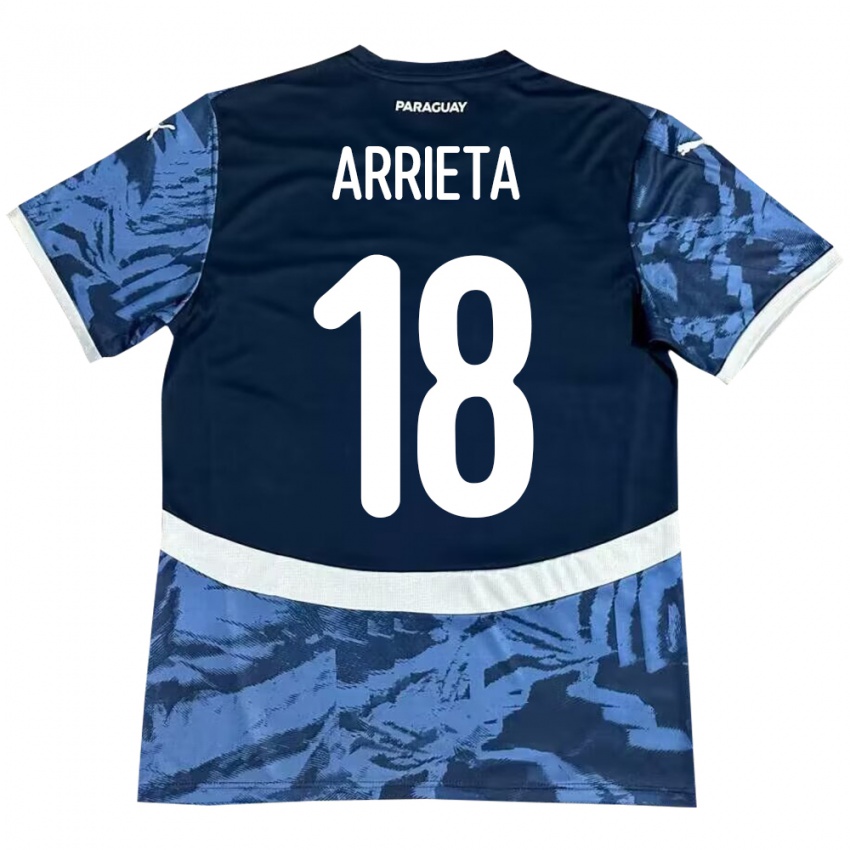 Mænd Paraguay Camila Arrieta #18 Blå Udebane Spillertrøjer 24-26 Trøje T-Shirt