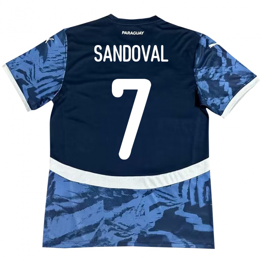 Mænd Paraguay Fabiola Sandoval #7 Blå Udebane Spillertrøjer 24-26 Trøje T-Shirt