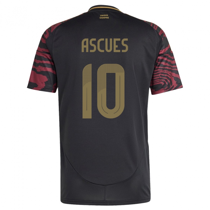 Mænd Peru Adrián Ascues #10 Sort Udebane Spillertrøjer 24-26 Trøje T-Shirt