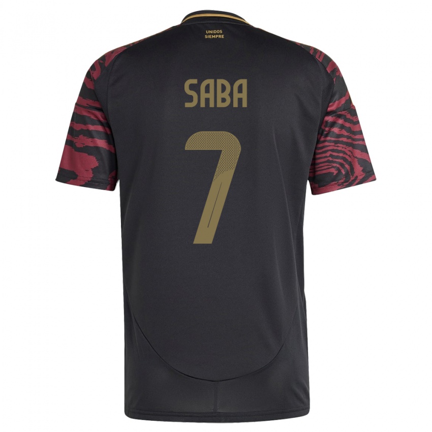 Mænd Peru Emilio Saba #7 Sort Udebane Spillertrøjer 24-26 Trøje T-Shirt