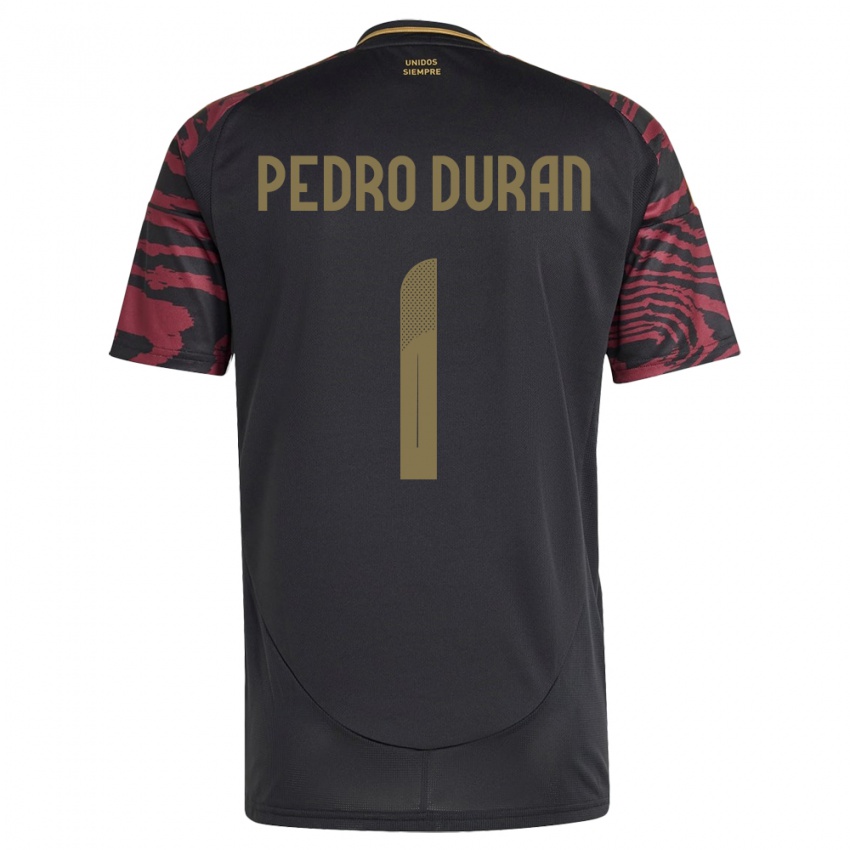 Mænd Peru Juan Pedro Durán #1 Sort Udebane Spillertrøjer 24-26 Trøje T-Shirt