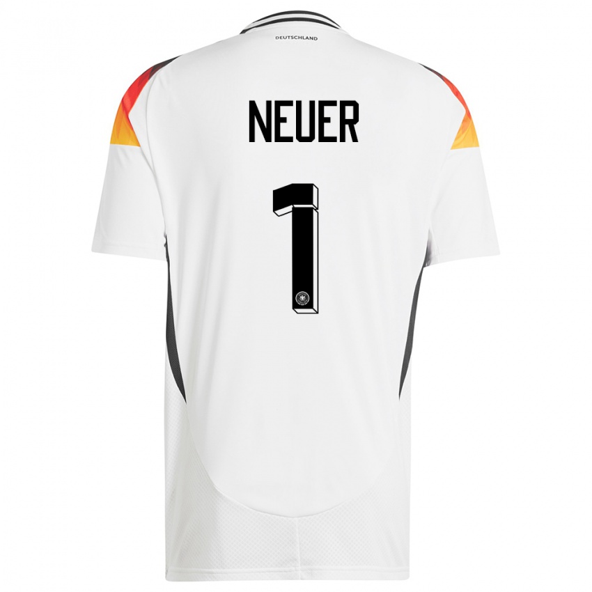 Kvinder Tyskland Manuel Neuer #1 Hvid Hjemmebane Spillertrøjer 24-26 Trøje T-Shirt