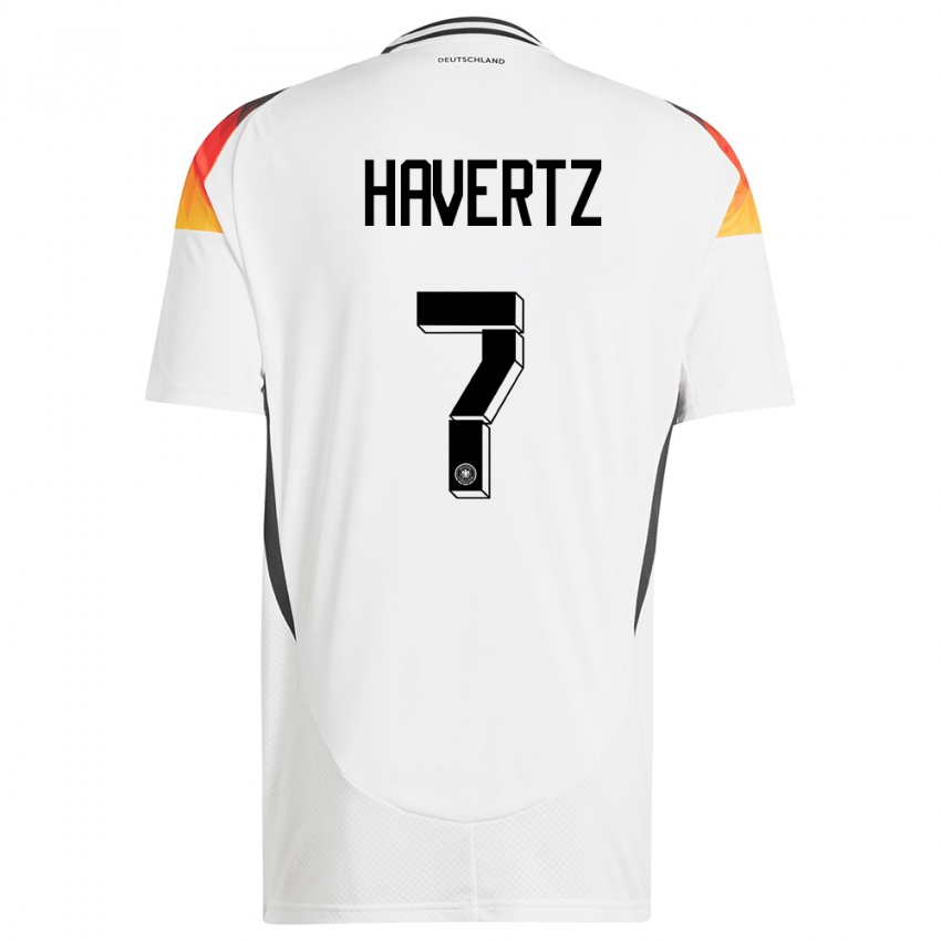 Kvinder Tyskland Kai Havertz #7 Hvid Hjemmebane Spillertrøjer 24-26 Trøje T-Shirt