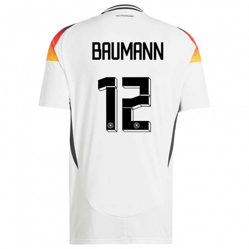 Kvinder Tyskland Oliver Baumann #12 Hvid Hjemmebane Spillertrøjer 24-26 Trøje T-Shirt