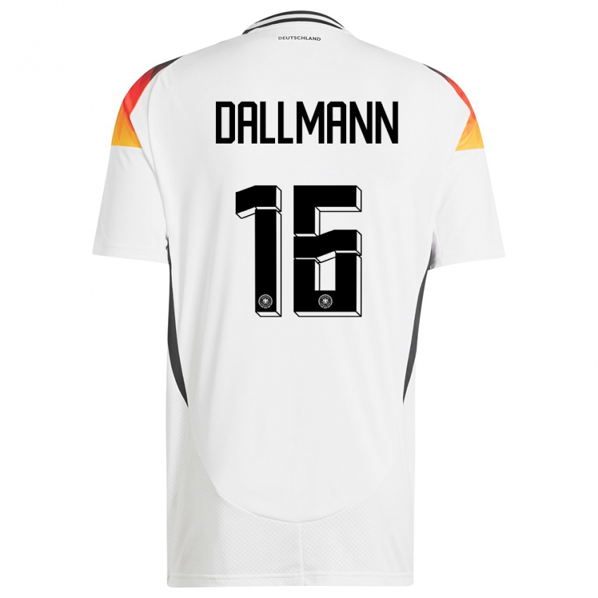 Kvinder Tyskland Linda Dallmann #16 Hvid Hjemmebane Spillertrøjer 24-26 Trøje T-Shirt