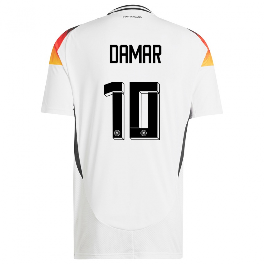 Kvinder Tyskland Muhammed Damar #10 Hvid Hjemmebane Spillertrøjer 24-26 Trøje T-Shirt