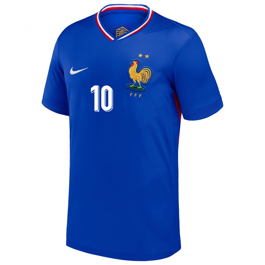 Kvinder Frankrig Kylian Mbappe #10 Blå Hjemmebane Spillertrøjer 24-26 Trøje T-Shirt